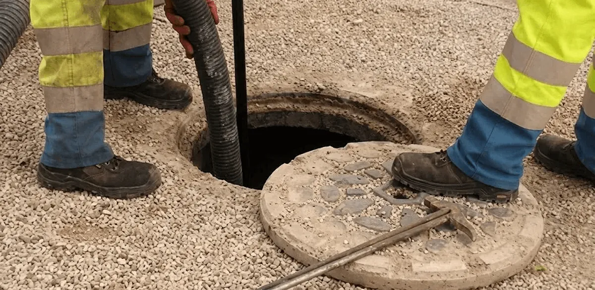 Drain cleaning crew clearing a sewer access point with professional equipment in Boulder, CO
