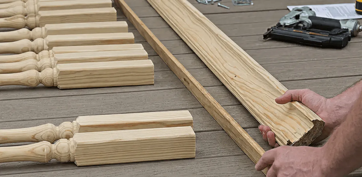 Handrail installation materials and wood components for stair rail work in Boulder, CO